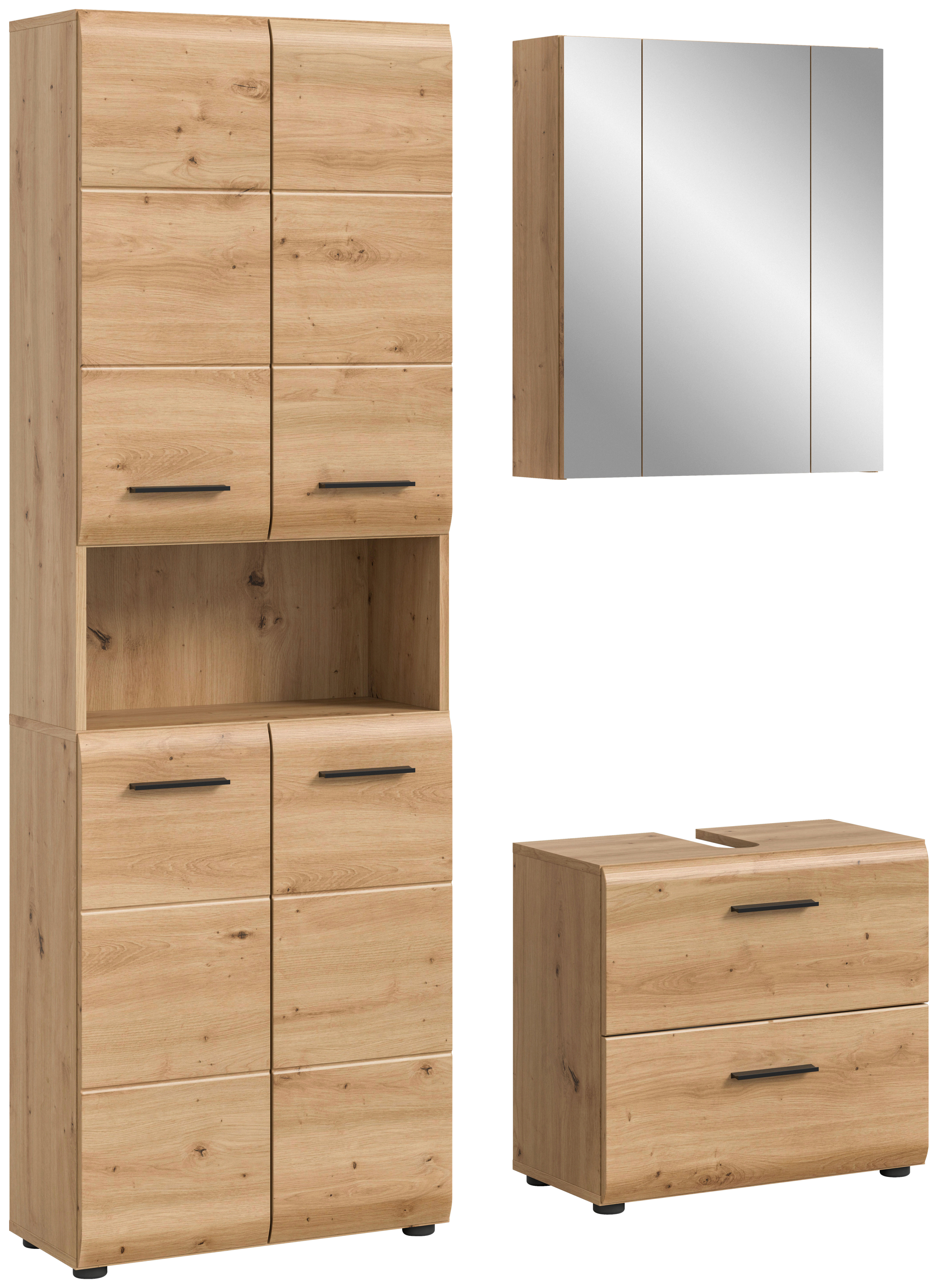 Badezimmer-Set Ice Artisan Oak Nachbildung B/H/T: ca. 135x185x30 cm Ice - (135,00/185,00/30,00cm) - xonox.home