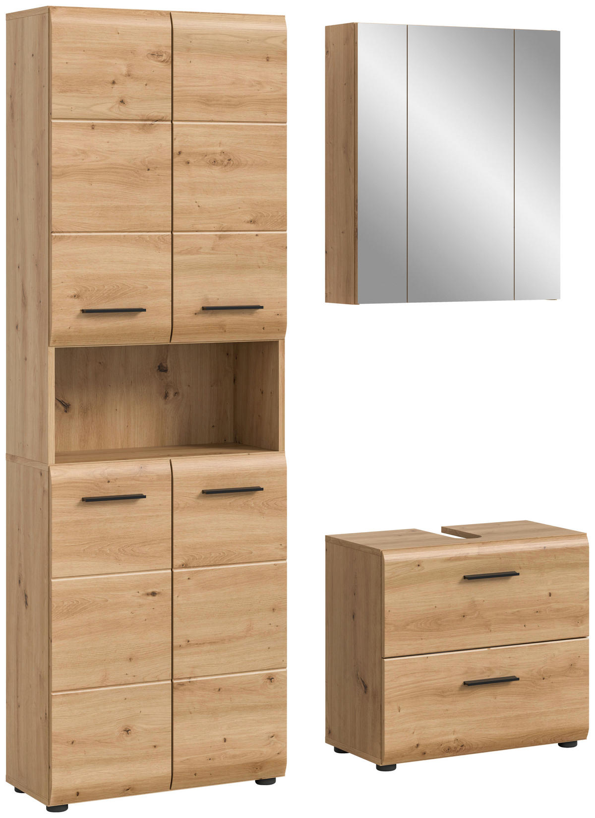 Badezimmer-Set Ice Artisan Oak Nachbildung B/H/T: ca. 135x185x30 cm Ice - (135,00/185,00/30,00cm) - xonox.home