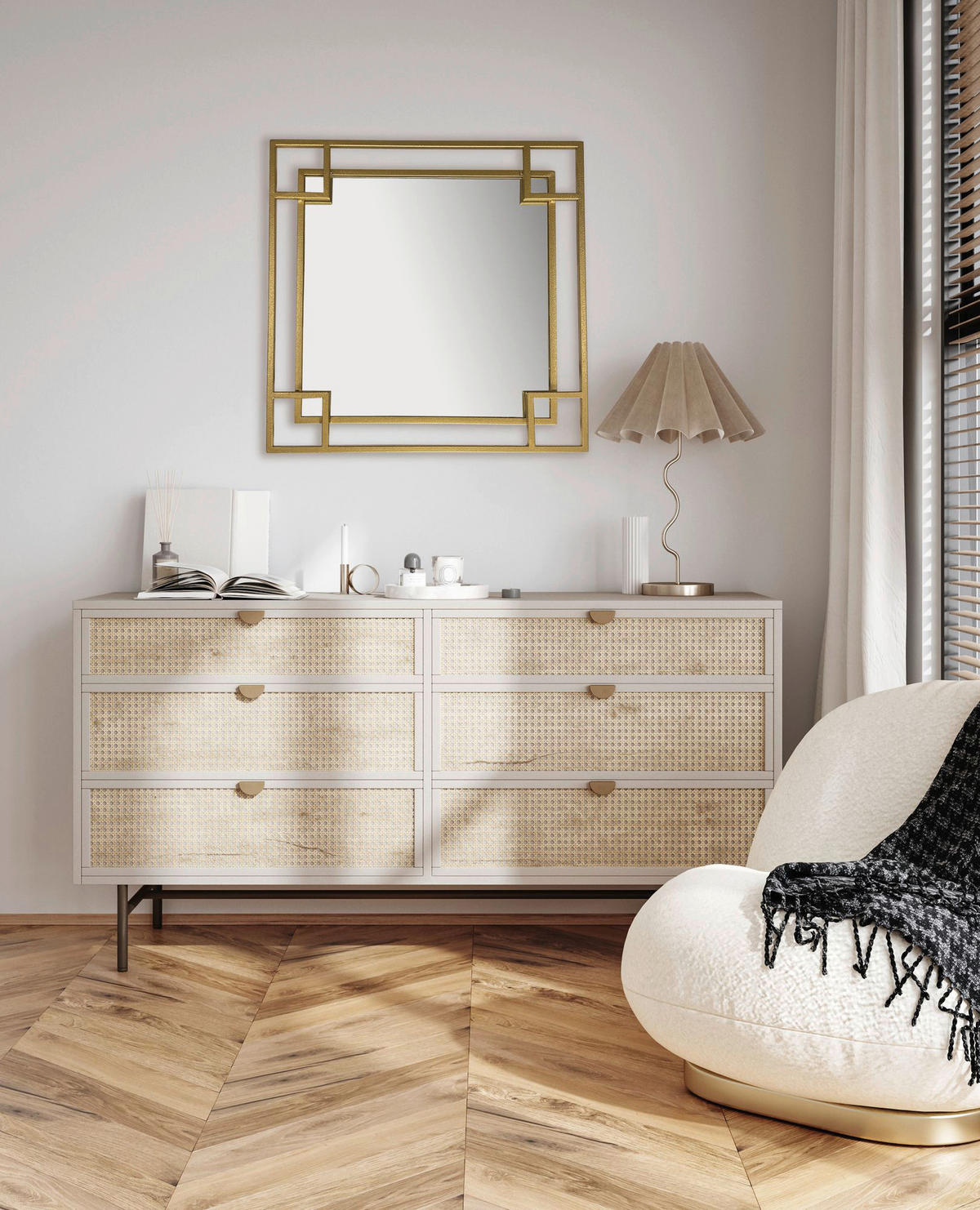 Wandspiegel gold Metall B/H/T: ca. 60x60x3 cm Wandspiegel - gold (60,00/60,00/3,00cm) - Wohnling