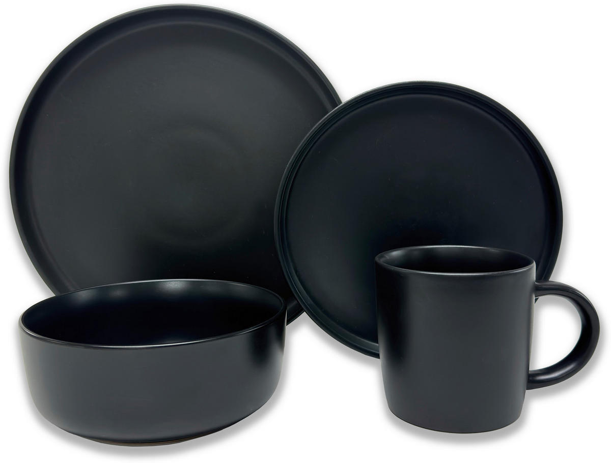 Kevoli  home Kombiservice mattschwarz Steingut 16 tlg. Kombiservice_Fosco_16tlg. - mattschwarz - Kevoli  home