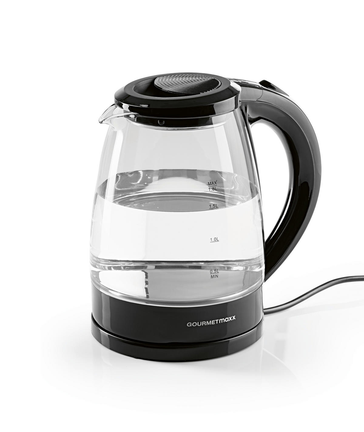 GOURMETmaxx Wasserkocher Wasserkocher_Glas - schwarz (22,00/19,00/23,00cm) - GOURMETmaxx