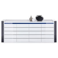 Sideboard Savona weiß Hochglanz schwarz Hochglanz B/H/T: ca. 220x87x50 cm Savona - weiß/schwarz (220,00/87,00/50,00cm)