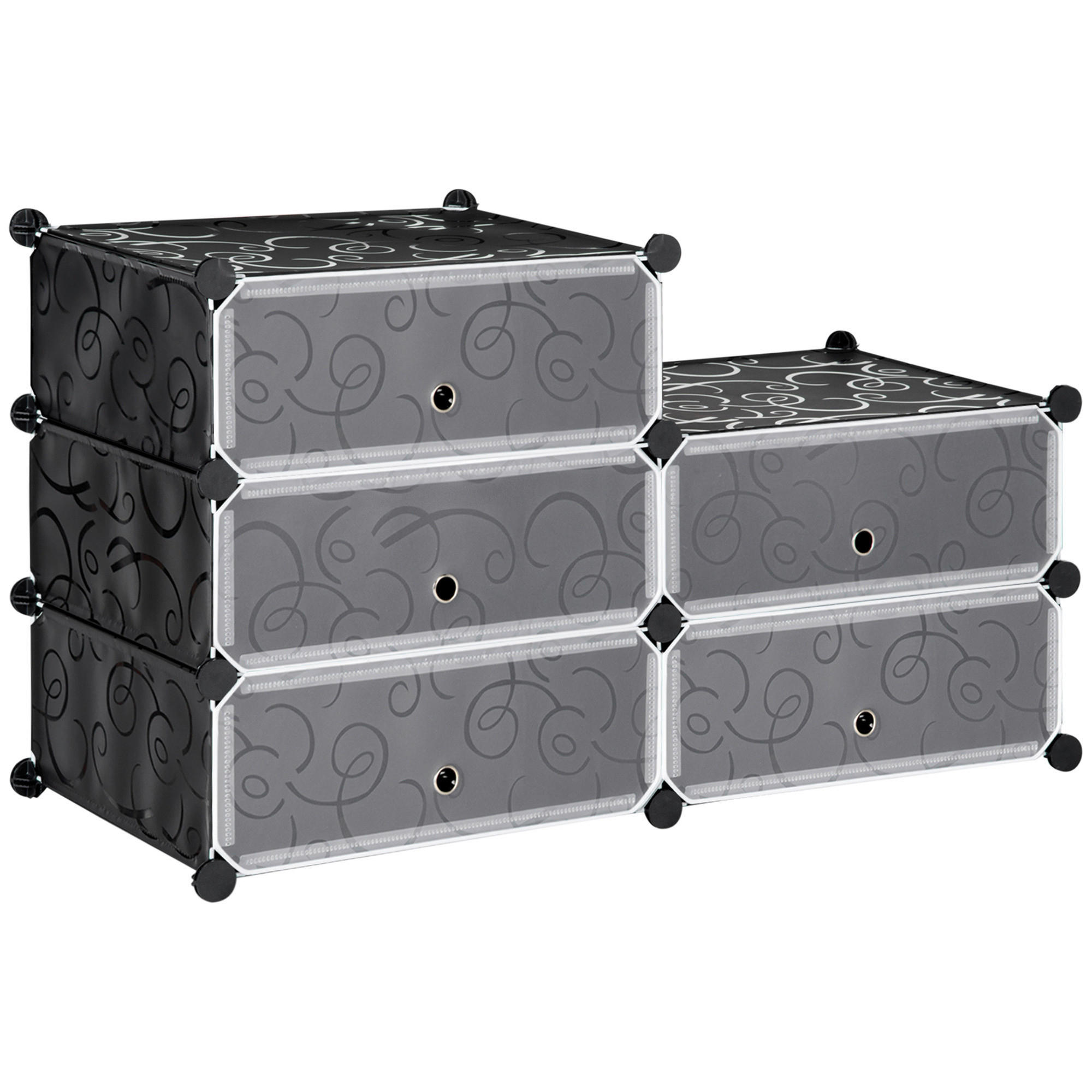 HOMCOM Schuhregal schwarz Polypropylen B/H/L: ca. 36,5x49x108 cm Schuhregal - weiß/schwarz (108,00/36,50/49,00cm) - HOMCOM