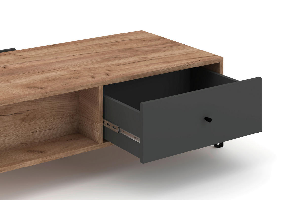 Couchtisch BILBAO Eiche Tabak Nachbildung anthrazit B/H/T: ca. 120x37x60 cm BILBAO - Eiche/anthrazit (120,00/37,00/60,00cm) - WIPMEB