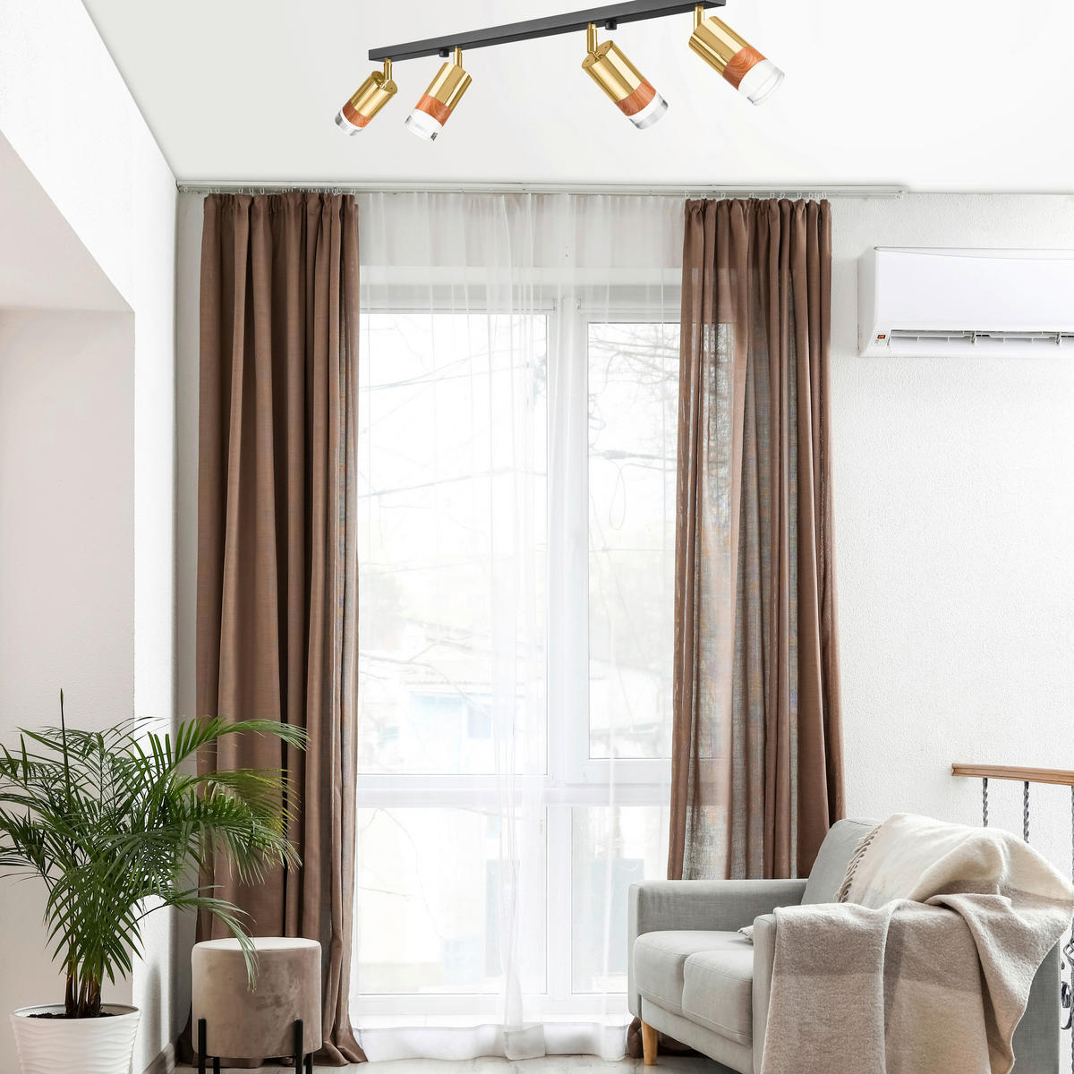 Lamkur Deckenleuchte gold Glas Stahl B/H/L: ca. 8x19x81 cm 4 Brennstellen AURORA - gold (81,00/8,00/19,00cm) - Lamkur