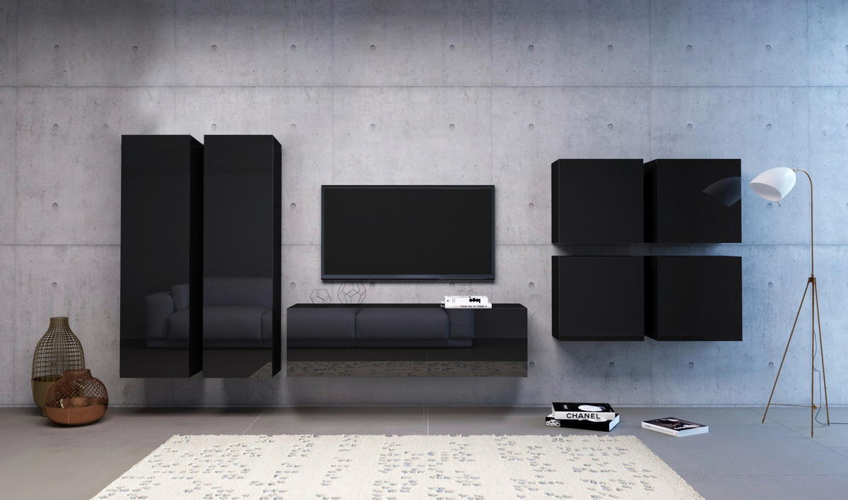 Hängeschrank VIVIEN schwarz glanz B/H/T: ca. 40x140x30 cm VIVIEN - schwarz (40,00/140,00/30,00cm) - WIPMEB