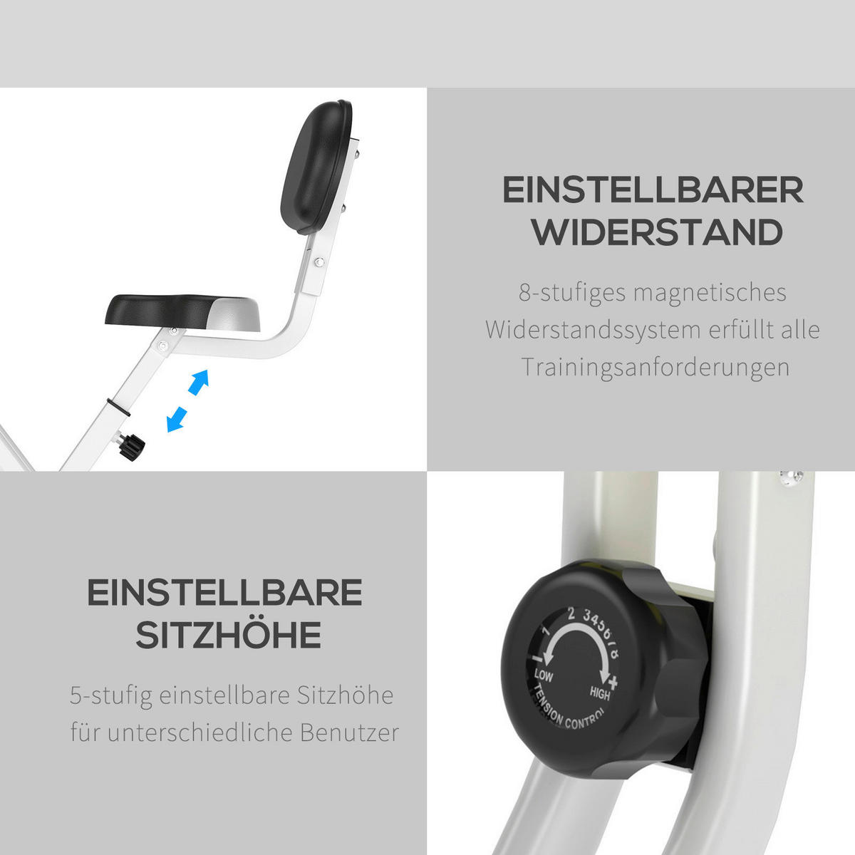 HOMCOM Fahrradtrainer weiß Stahl Fahrradtrainer mit Magnetwiderstand - weiß/gelb - HOMCOM