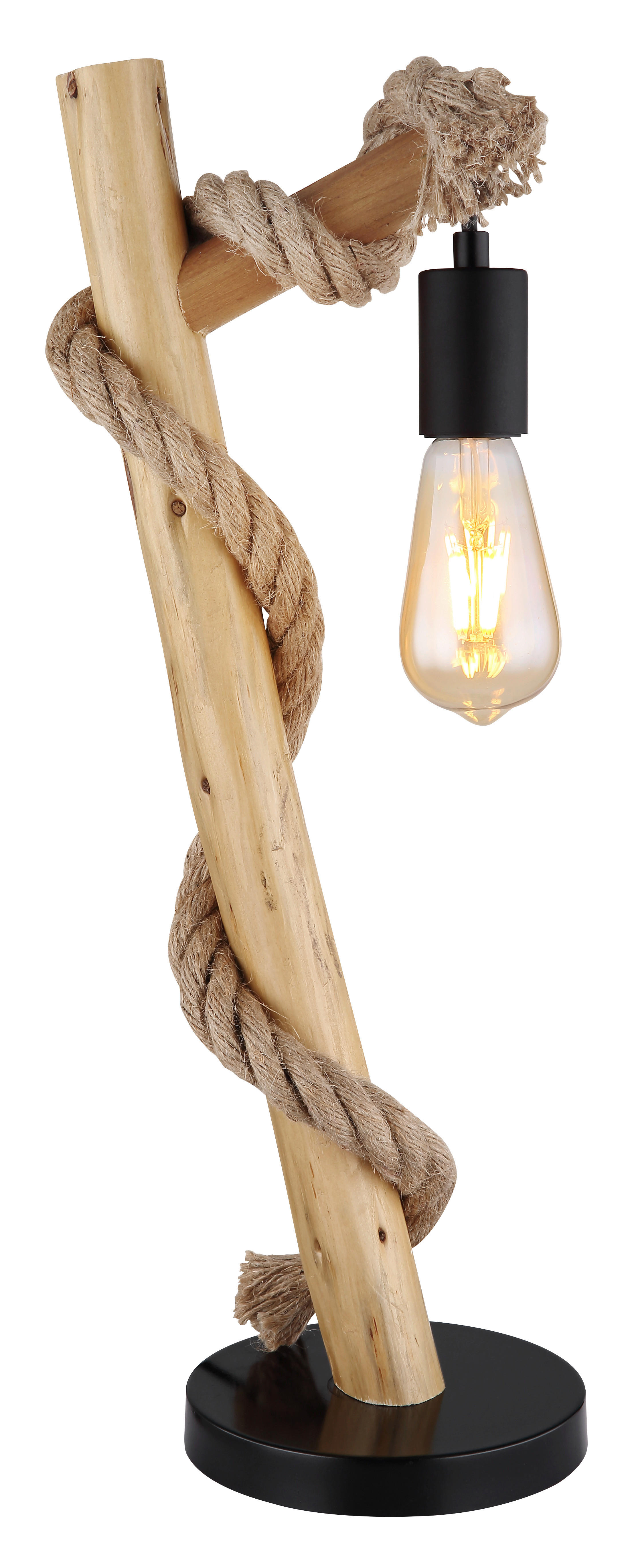 GLOBO Pendelleuchte braun schwarz Hanfseil Metall B/H/T: ca. 16,5x53,5x19 cm E27 1 Brennstellen ULLEU - braun/schwarz (16,50/53,50/19,00cm) - GLOBO