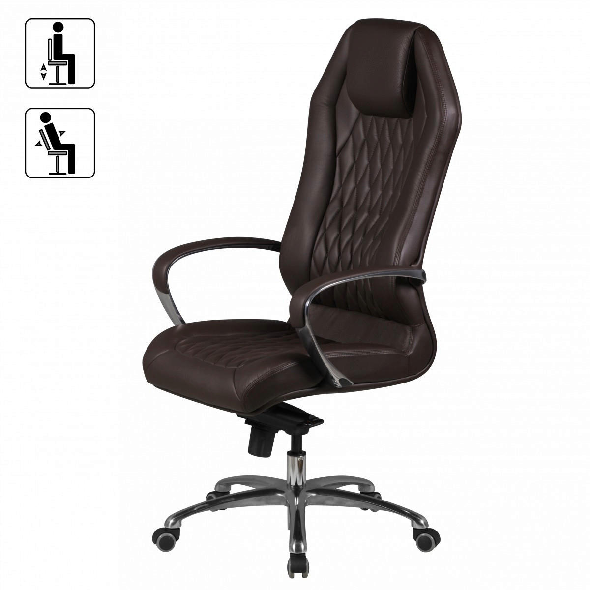 Drehstuhl braun Leder Bürostuhl MONTEREY - braun (67,00/136,00/70,00cm) - Amstyle