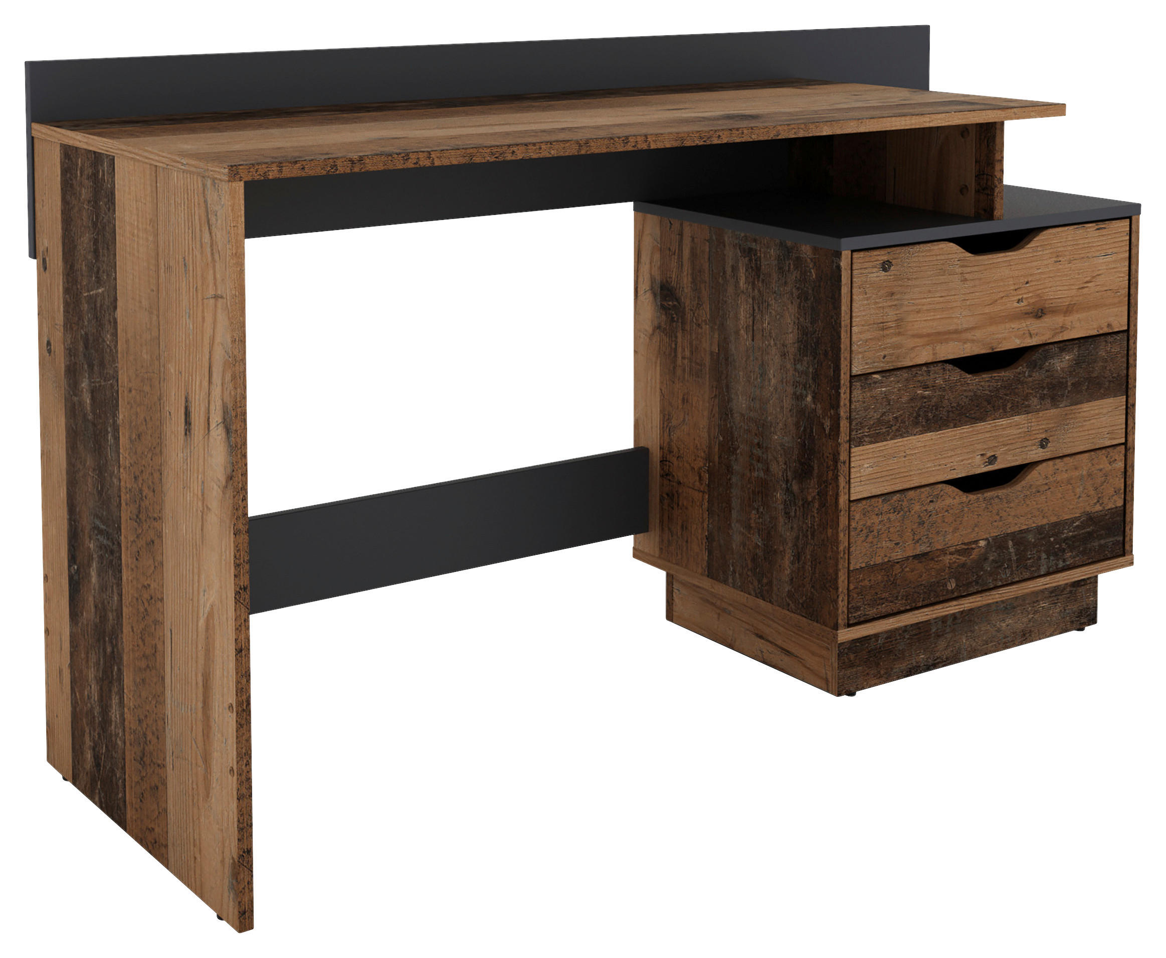 Schreibtisch BELFAST Eiche Old Wood Nachbildung anthrazit B/H/T: ca. 138x83,5x51,5 cm BELFAST - Eiche/anthrazit (138,00/83,50/51,50cm) - byLIVING