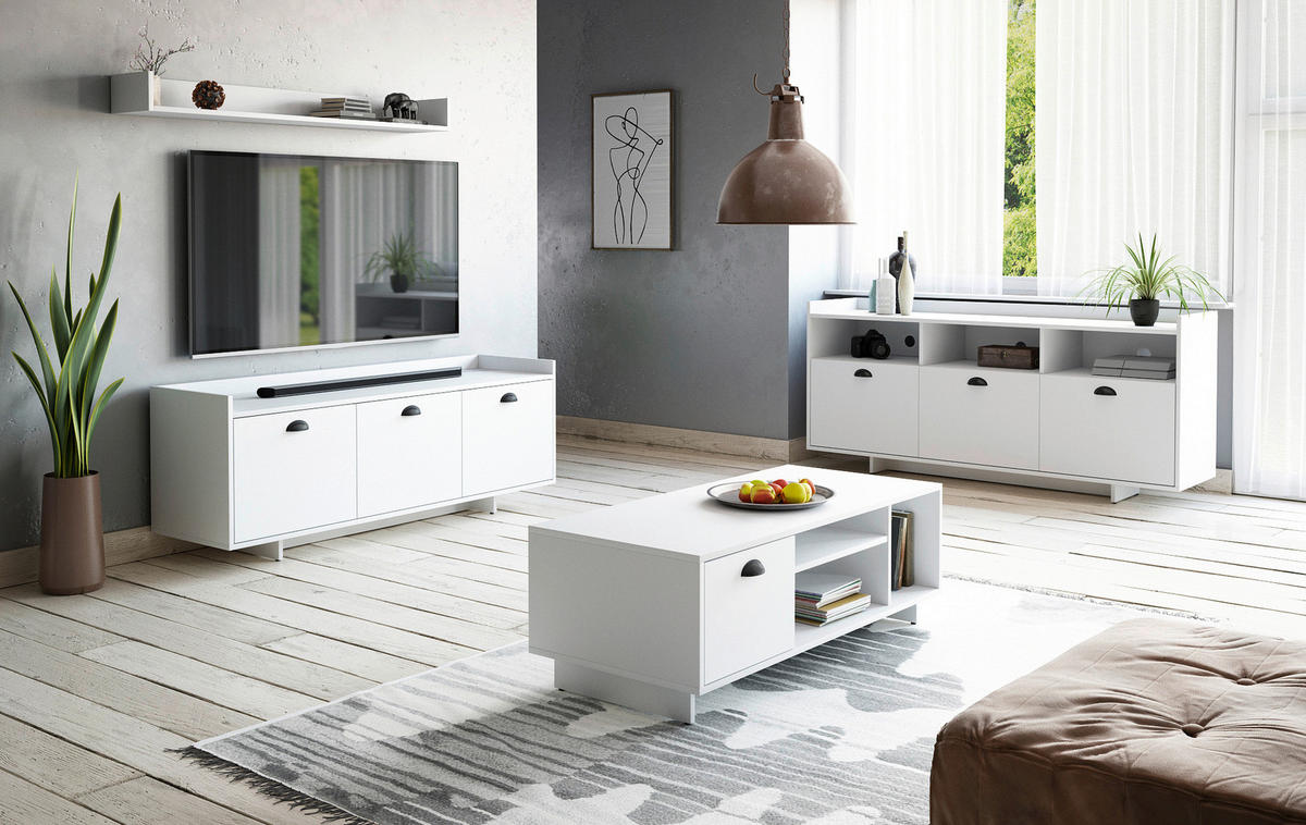 Couchtisch Cup weiß weiß matt B/H/T: ca. 110x38,8x50 cm Cup - weiß (110,00/38,80/50,00cm) - WIPMEB