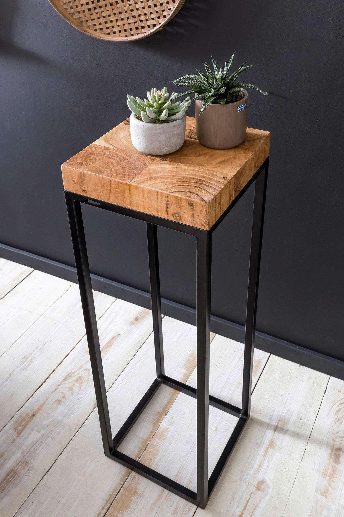 Beistelltisch braun Holz B/H/T: ca. 30x97x30 cm Beistelltisch - braun (30,00/97,00/30,00cm) - Wohnling