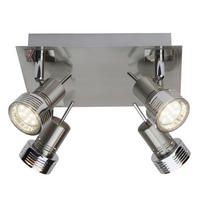 Brilliant Deckenleuchte Kassandra G34735/77 nickel Chrom Metall B/H/L: ca. 22x10,5x22 cm 4 Brennstellen Kassandra - nickel/Chrom (22,00/22,00/10,50cm) - Brilliant