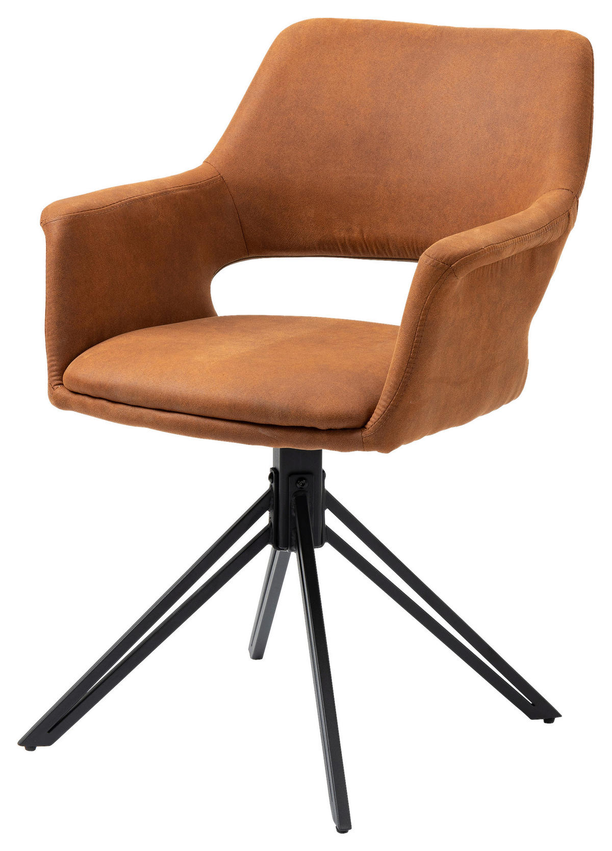 Stuhl ESTELLE  2er-Set braun Vintage schwarz Stoff Metall B/H/T: ca. 57x84x61 cm ESTELLE  2er-Set - braun/schwarz (57,00/84,00/61,00cm) - byLIVING