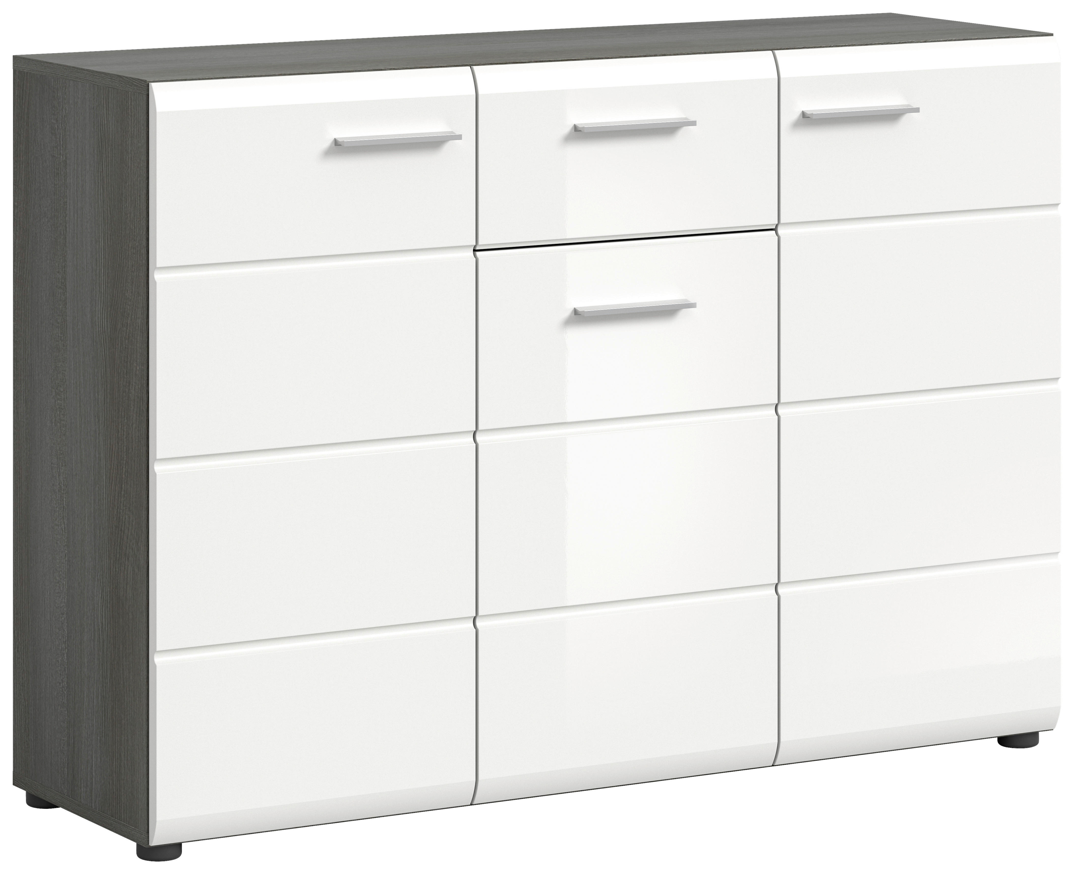 Kommode SALSA Rauchsilber Nachbildung weiß Hochglanz B/H/T: ca. 120x85x37 cm SALSA - weiß (120,00/85,00/37,00cm) - xonox.home