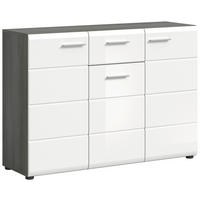 Kommode SALSA Rauchsilber Nachbildung weiß Hochglanz B/H/T: ca. 120x85x37 cm SALSA - weiß (120,00/85,00/37,00cm) - xonox.home