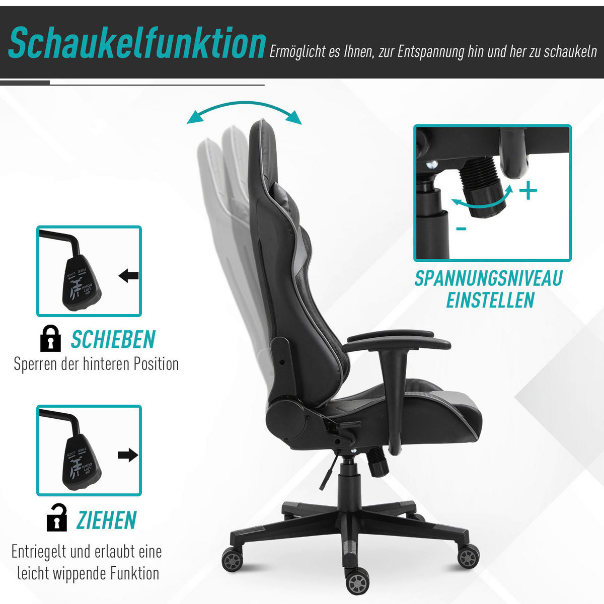 Gaming-Sessel 921-251 schwarz 921-251 - schwarz (67,50/136,00/56,00cm) - Vinsetto