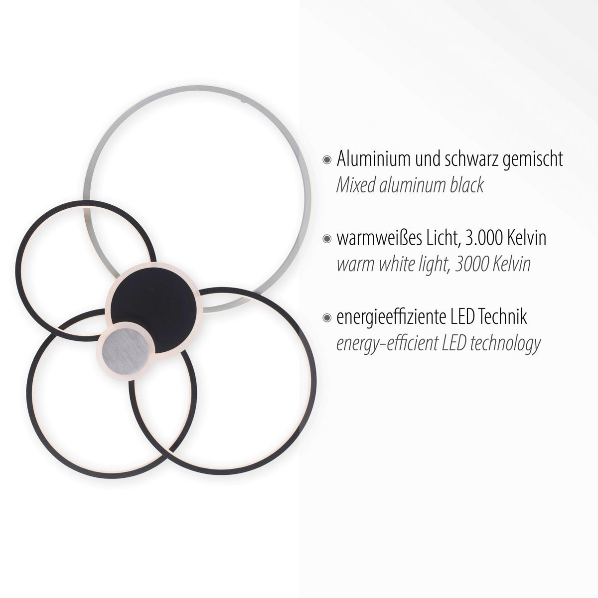 Just Light LED-Deckenleuchte schwarz Alu B/H/L: ca. 67x11,3x85 cm LED-Deckenleuchte_Papilon - schwarz (85,00/67,00/11,30cm) - Just Light