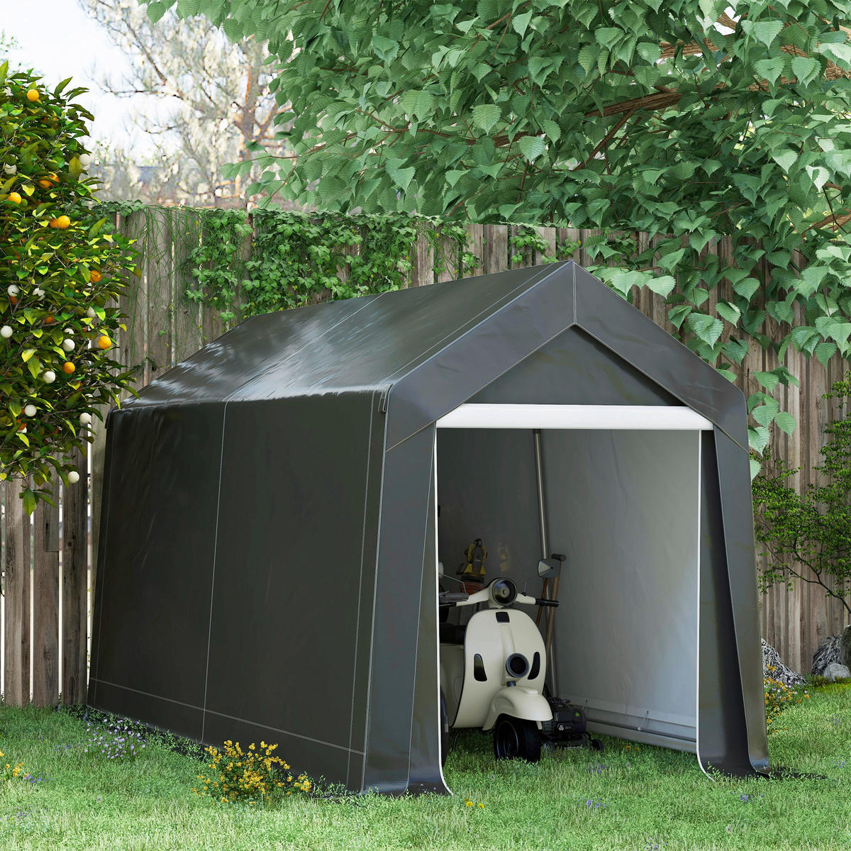 Outsunny Garagenzelt dunkelgrau Kunststoff B/H/L: ca. 360x235x210 cm Garagenzelt - dunkelgrau (210,00/360,00/235,00cm) - Outsunny