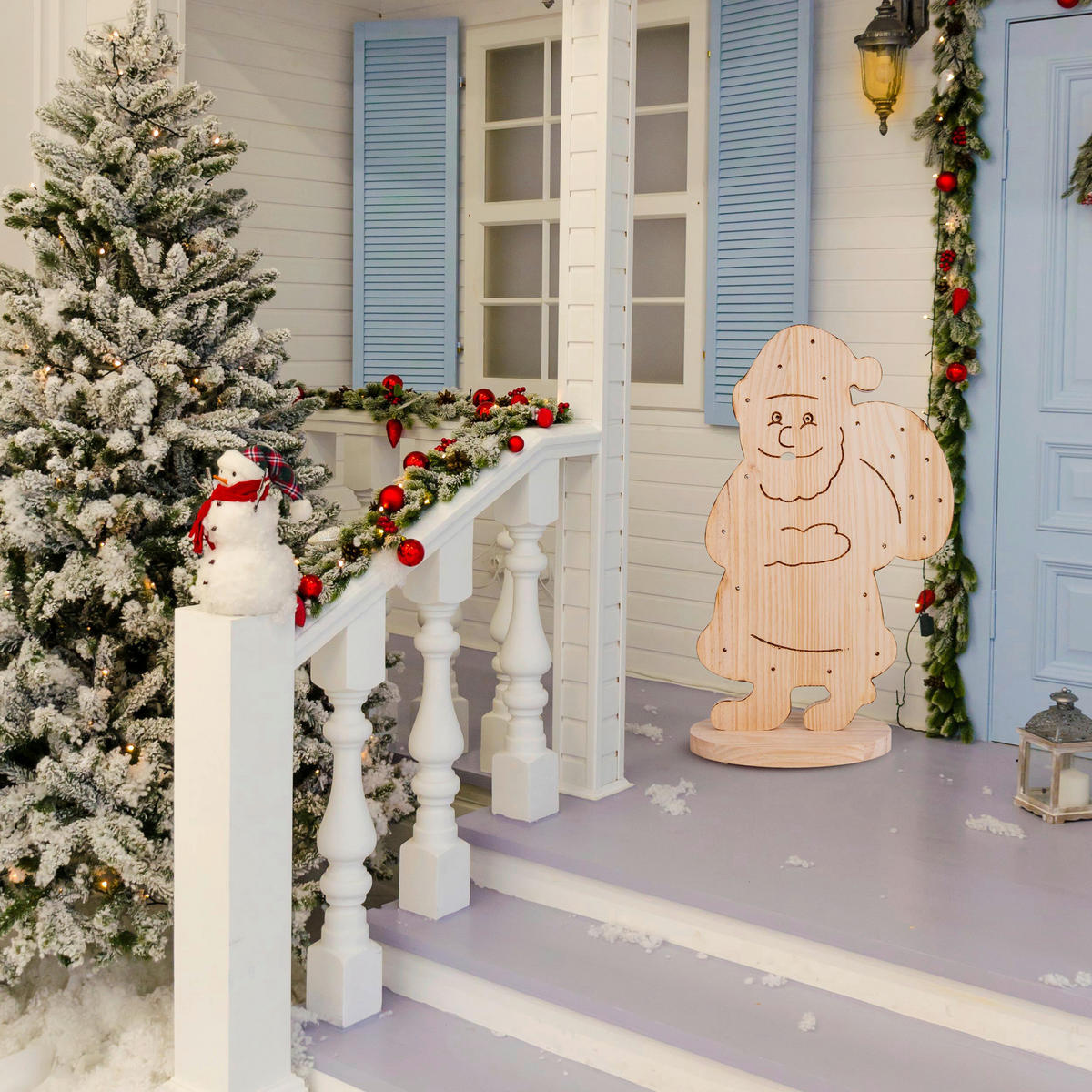 Näve Leuchten LED-Dekoleuchte Santa natur Holz B/H/T: ca. 17x80x37,7 cm Santa - natur (17,00/80,00/37,70cm) - Näve Leuchten