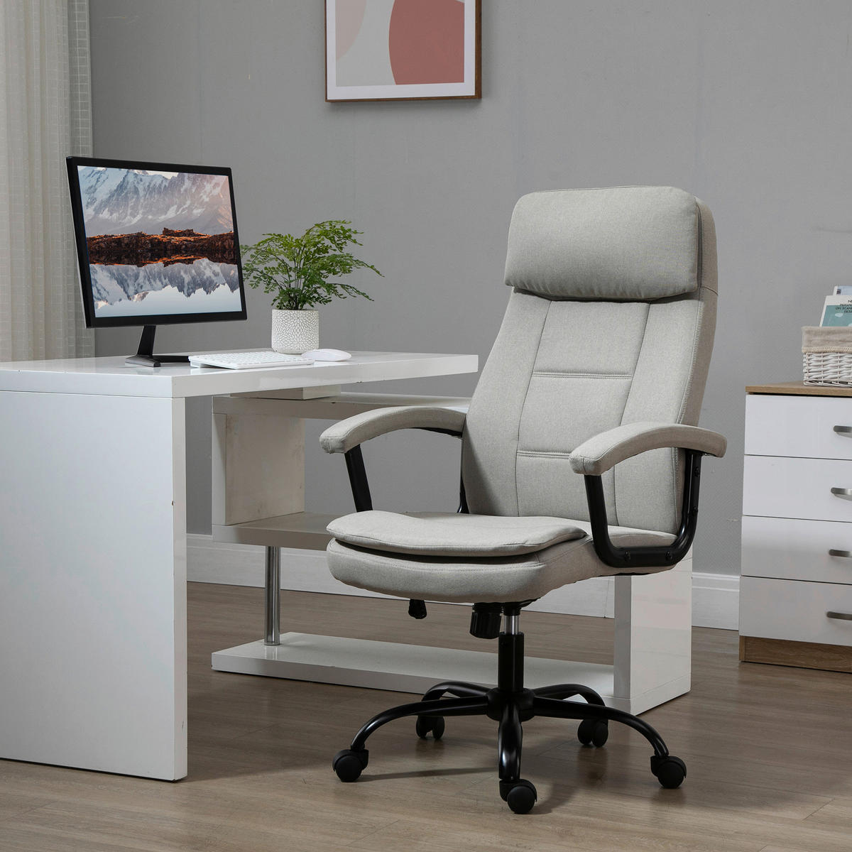 Drehstuhl 921-308BG beige 921-308BG - beige (63,00/121,00/70,00cm) - Vinsetto