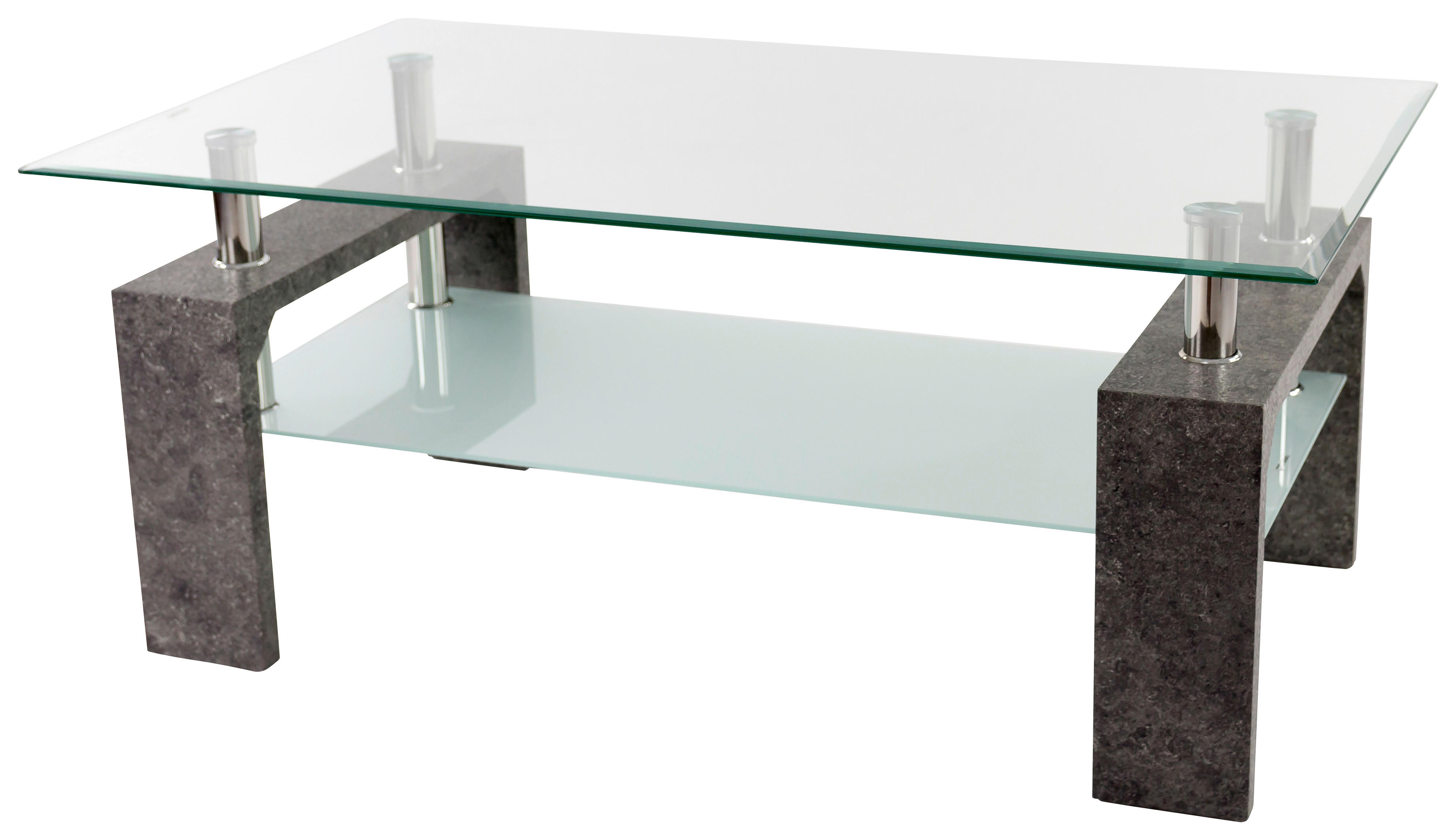 Glascouchtisch Modena glasklar Stein Optik B/H/T: ca. 100x45x60 cm