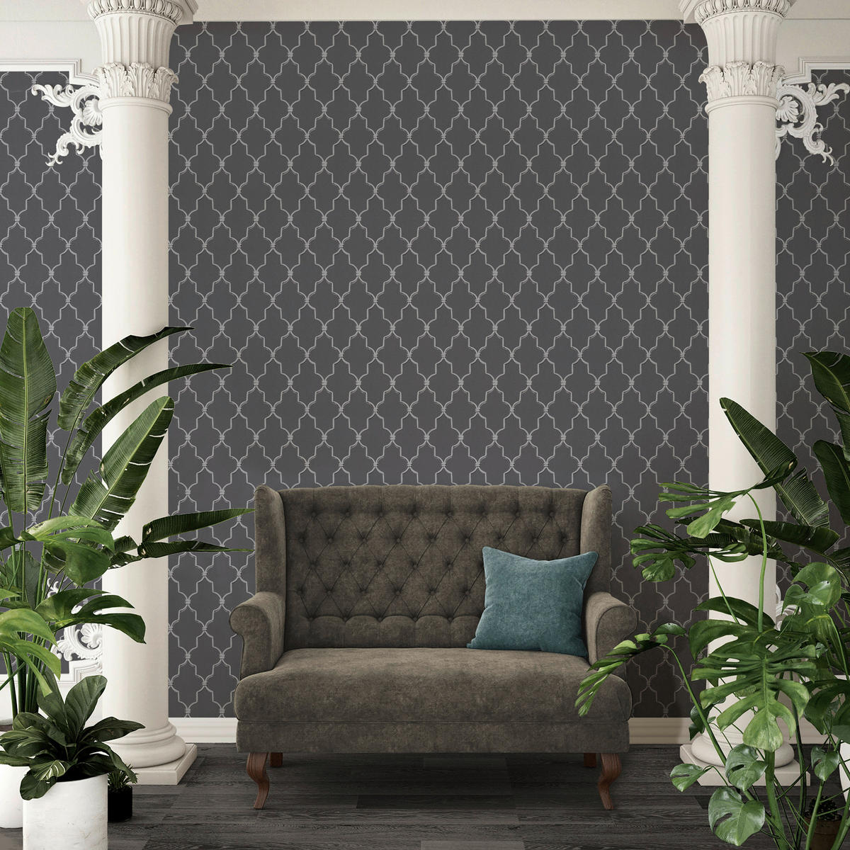 A.S.Creation Vliestapete Black & White Barock grau B/L: ca. 53x1005 cm Black & White - grau (53,00/1005,00cm) - A.S.Creation