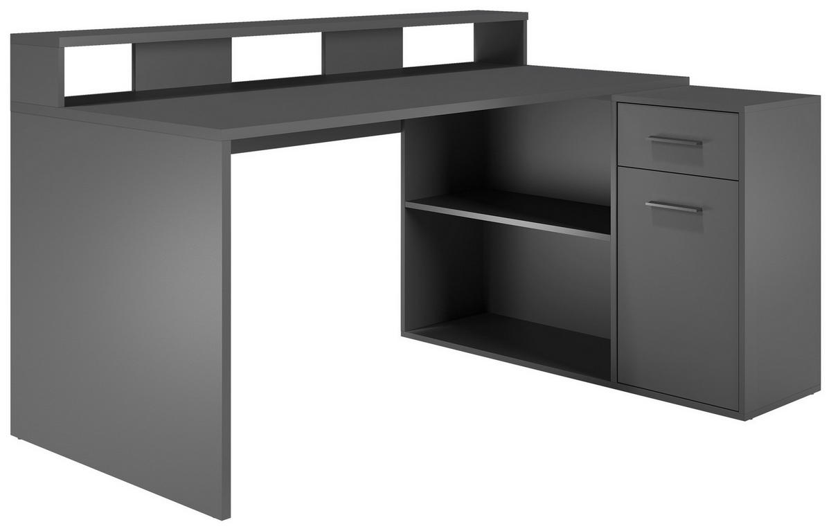 Schreibtisch Gamer anthrazit matt B/H/T: ca. 160x92x115 cm Gamer - schwarz/anthrazit (160,00/92,00/115,00cm)