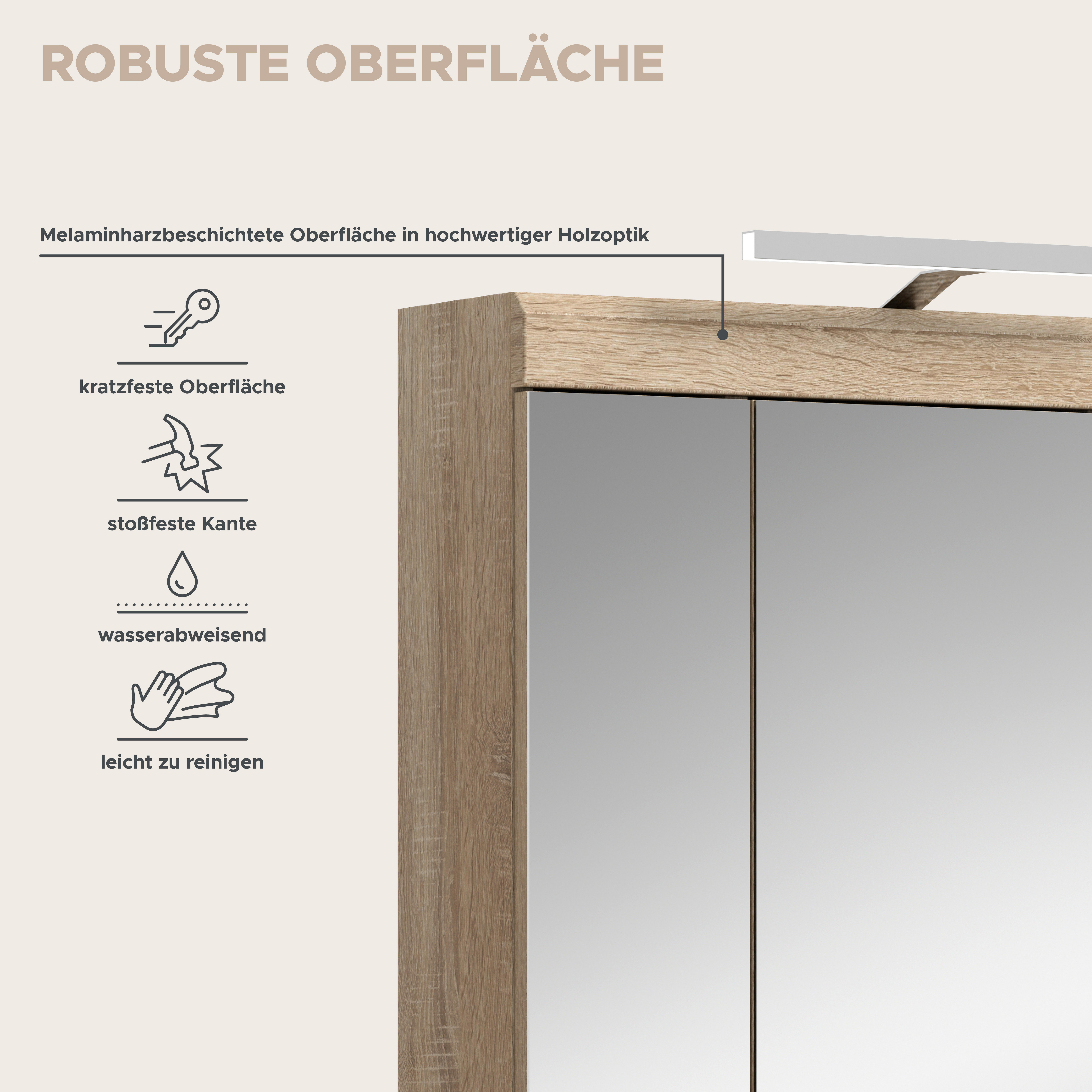 Spiegelschrank Lambada Eiche Sonoma Nachbildung weiß Hochglanz B/H/T: ca. 60x79x37 cm Lambada - Eiche/weiß (60,00/79,00/37,00cm) - xonox.home