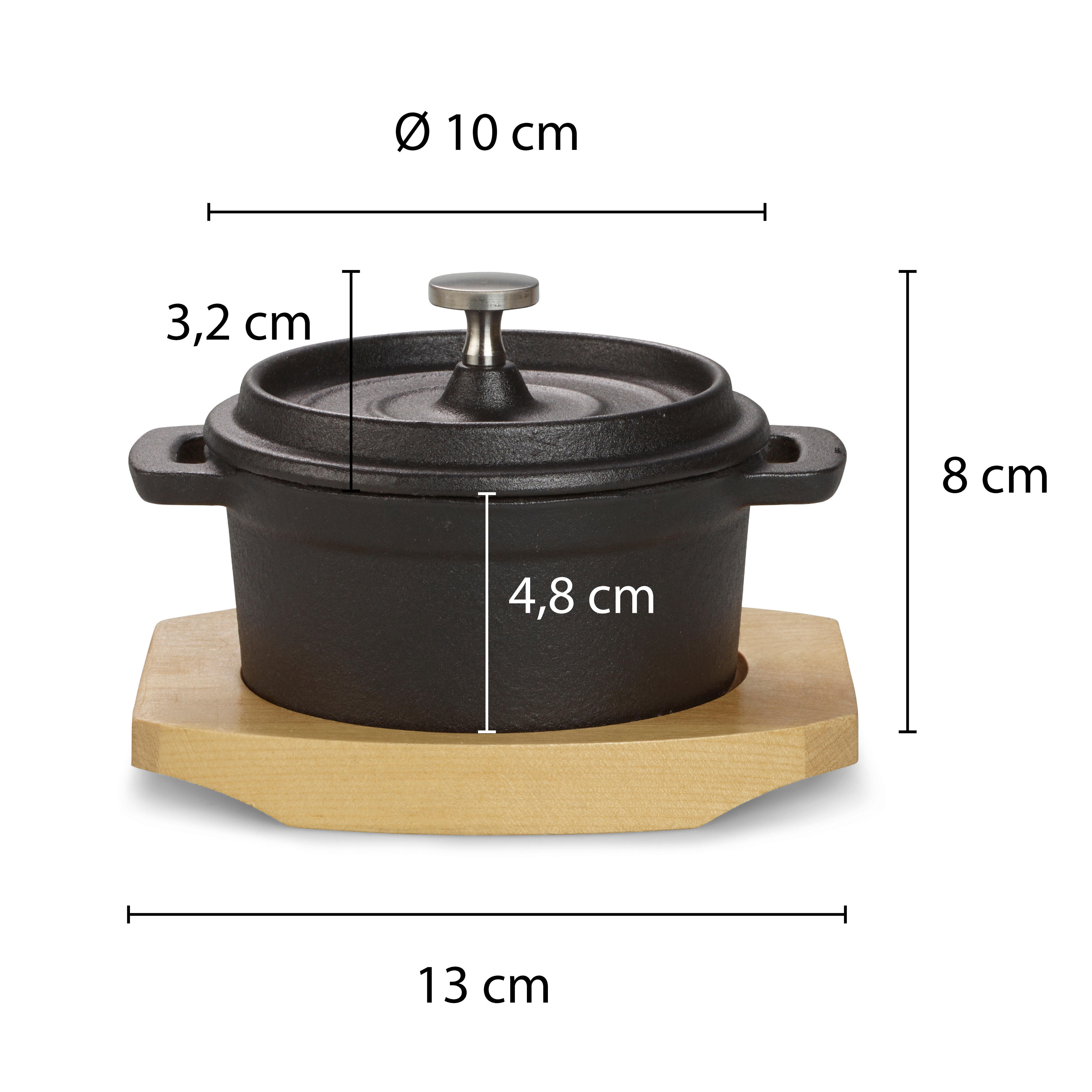 ECHTWERK Mini-Kochtopfset schwarz Eisen B/H/L: ca. 13x9,5x13 cm Kochtopfset_Mini_4tlg. - schwarz (13,00/13,00/9,50cm) - ECHTWERK
