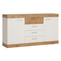 Sideboard Merida Eiche Wotan Nachbildung weiß Hochglanz B/H/T: ca. 157x87x42 cm Merida - Eiche/weiß (157,00/87,00/42,00cm)