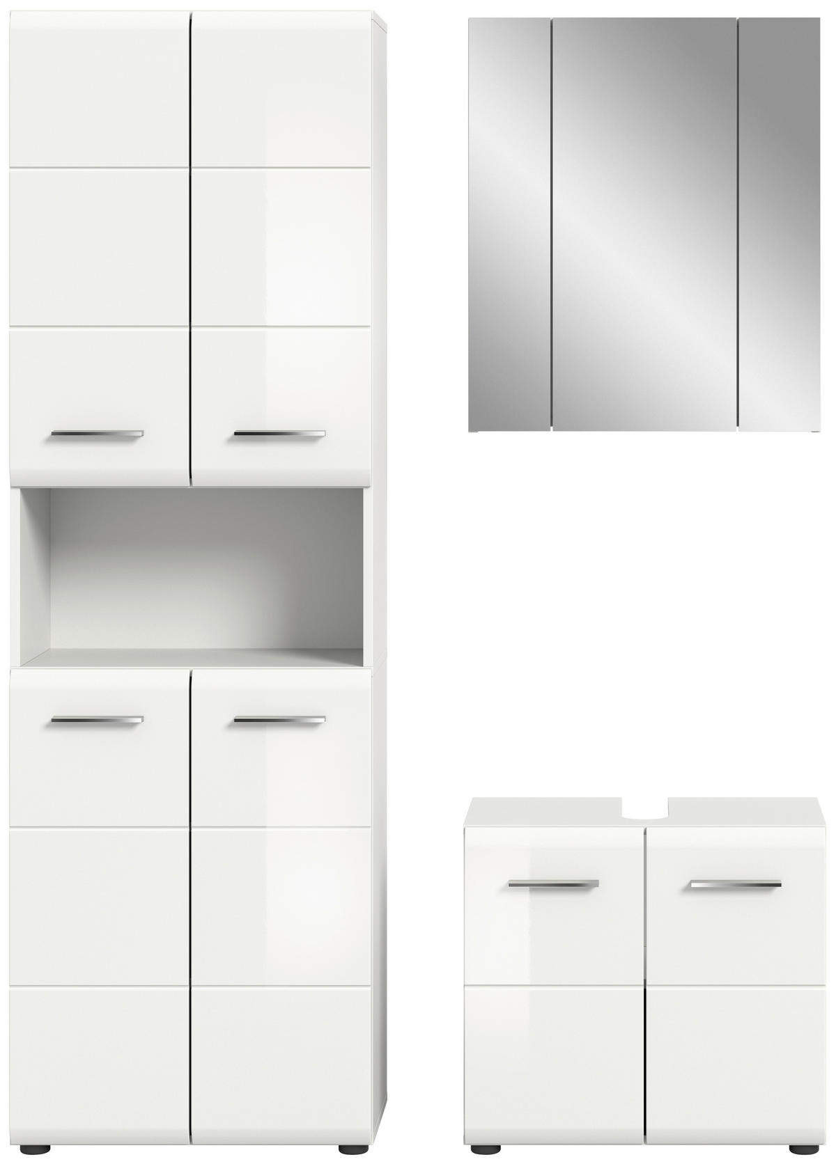 Badezimmer-Set ICE weiß weiß Hochglanz B/H/T: ca. 135x190x32 cm ICE - weiß (135,00/190,00/32,00cm) - xonox.home