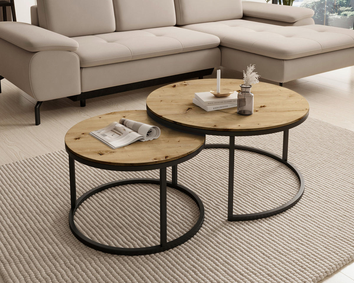 Couchtisch Gino 2 Eiche Artisan MDF Gino 2 - Eiche/schwarz