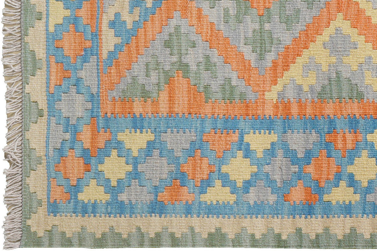 PersaTepp Teppich Kelim Gashgai blau B/H/L: ca. 107x1x141 cm Kelim Gashgai - orange/blau (141,00/107,00/1,00cm) - PersaTepp