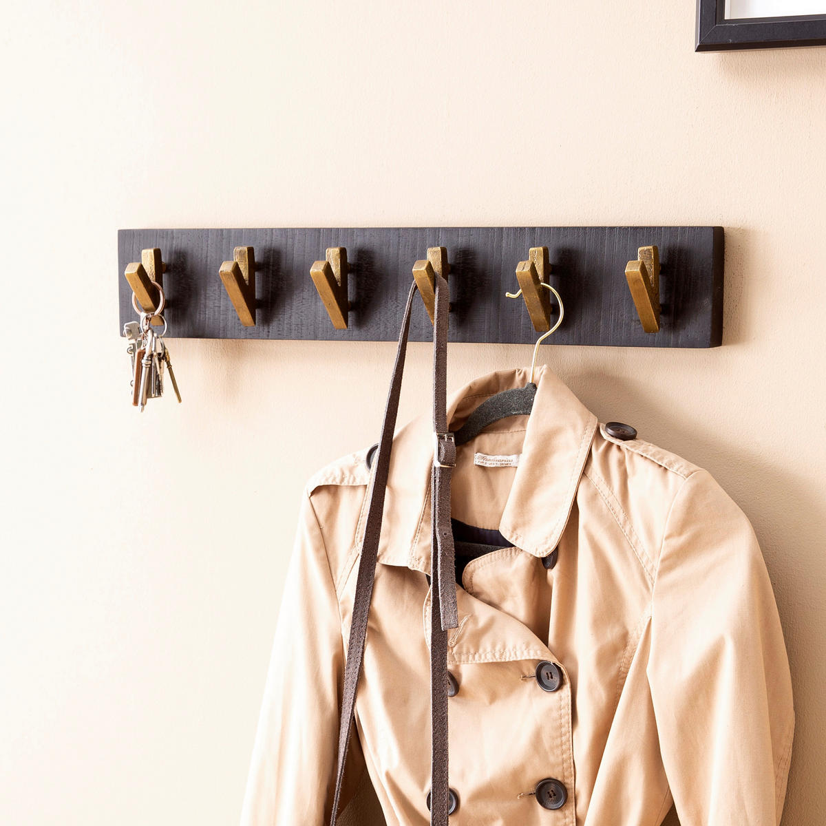 Wandgarderobe schwarz B/H/T: ca. 60x10x8 cm Wandgarderobe - schwarz (60,00/10,00/8,00cm) - Wohnling