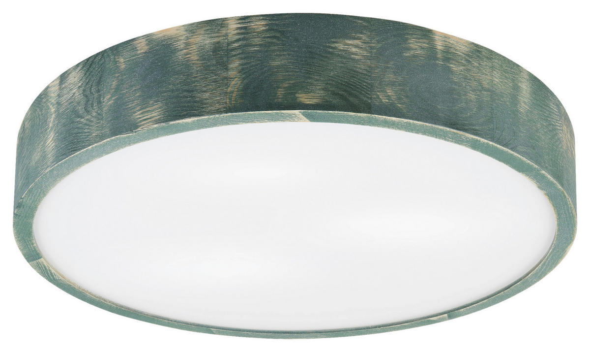 Lamkur Deckenleuchte hellbraun grün Glas Holz B/H/L: ca. 48x48x10 cm 3 Brennstellen Eveline - hellbraun/grün (10,00/48,00/48,00cm) - Lamkur