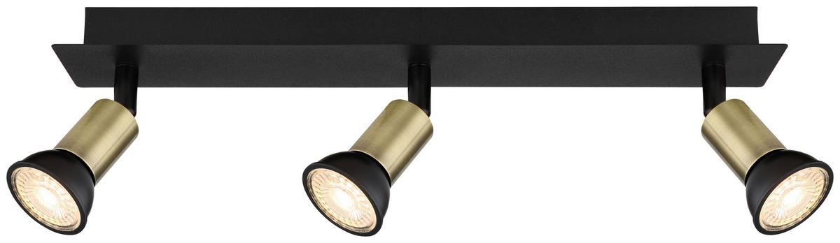 GLOBO Spotbalken 57998-3B schwarz gold Metall B/H/L: ca. 6x9x40 cm 3 Brennstellen DREW - gold/schwarz (40,00/6,00/9,00cm) - GLOBO