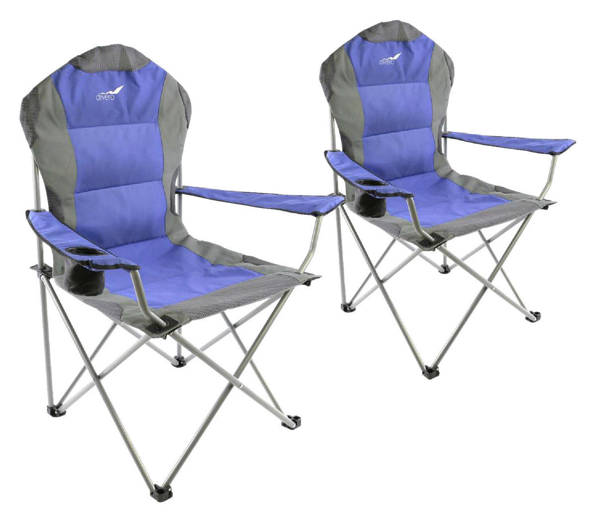 VCM Campingstuhl-Set royalblau Polyester-Mischgewebe B/H/L: ca. 90x110x57 cm Campingstuhlset - royalblau/grau (57,00/90,00/110,00cm) - VCM