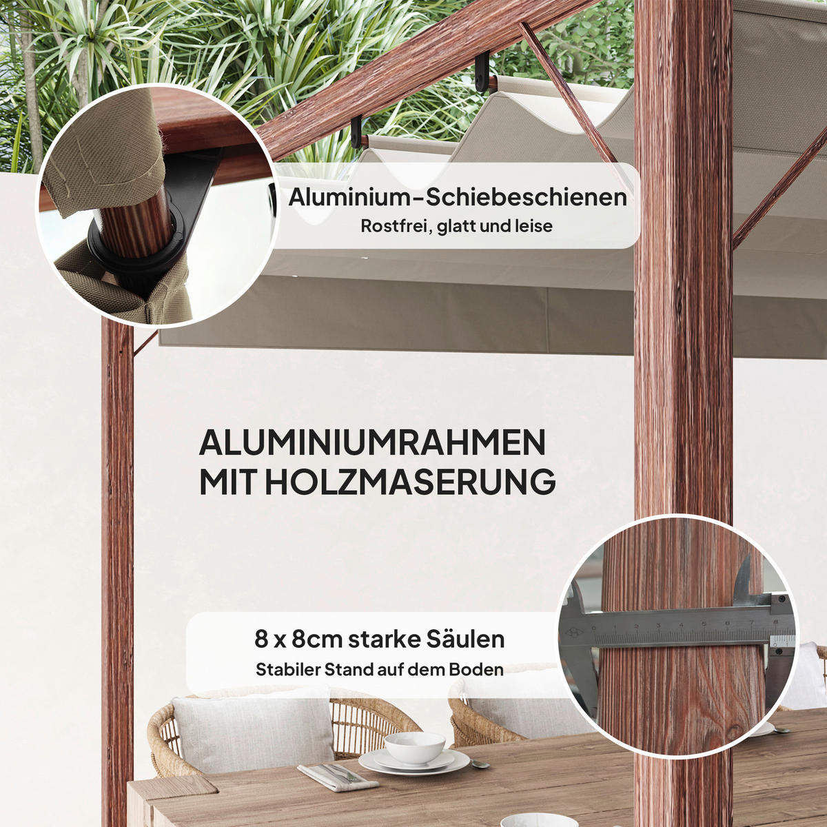 Outsunny Pergola natur Aluminium B/H/L: ca. 296x232x299 cm Pergola - natur (299,00/296,00/232,00cm) - Outsunny