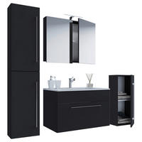 Waschplatz 5tlg-Badinos schwarz B/H/T: ca. 80x50x46 cm 5tlg-Badinos - schwarz (80,00/50,00/46,00cm) - VCM Möbel