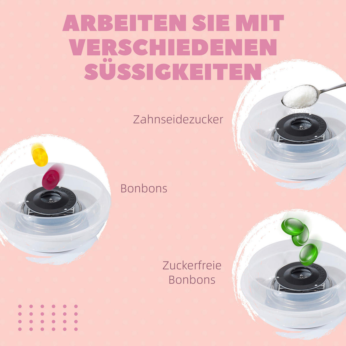HOMCOM Küchengerät weiß Edelstahl Polypropylen B/H/L: ca. 26x27x18 cm Zuckerwattemaschine - weiß (18,00/26,00/27,00cm) - HOMCOM