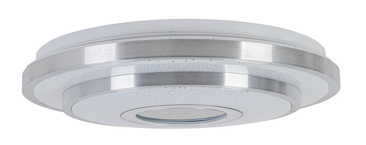 Nolo LED Deckenleuchte Chrom weiß Kunststoff Metall B/H/L: ca. 38x7,5x38 cm null 2 Brennstellen LED-Deckenleuchte_Nici - weiß/Chrom (38,00/38,00/7,50cm) - Nolo