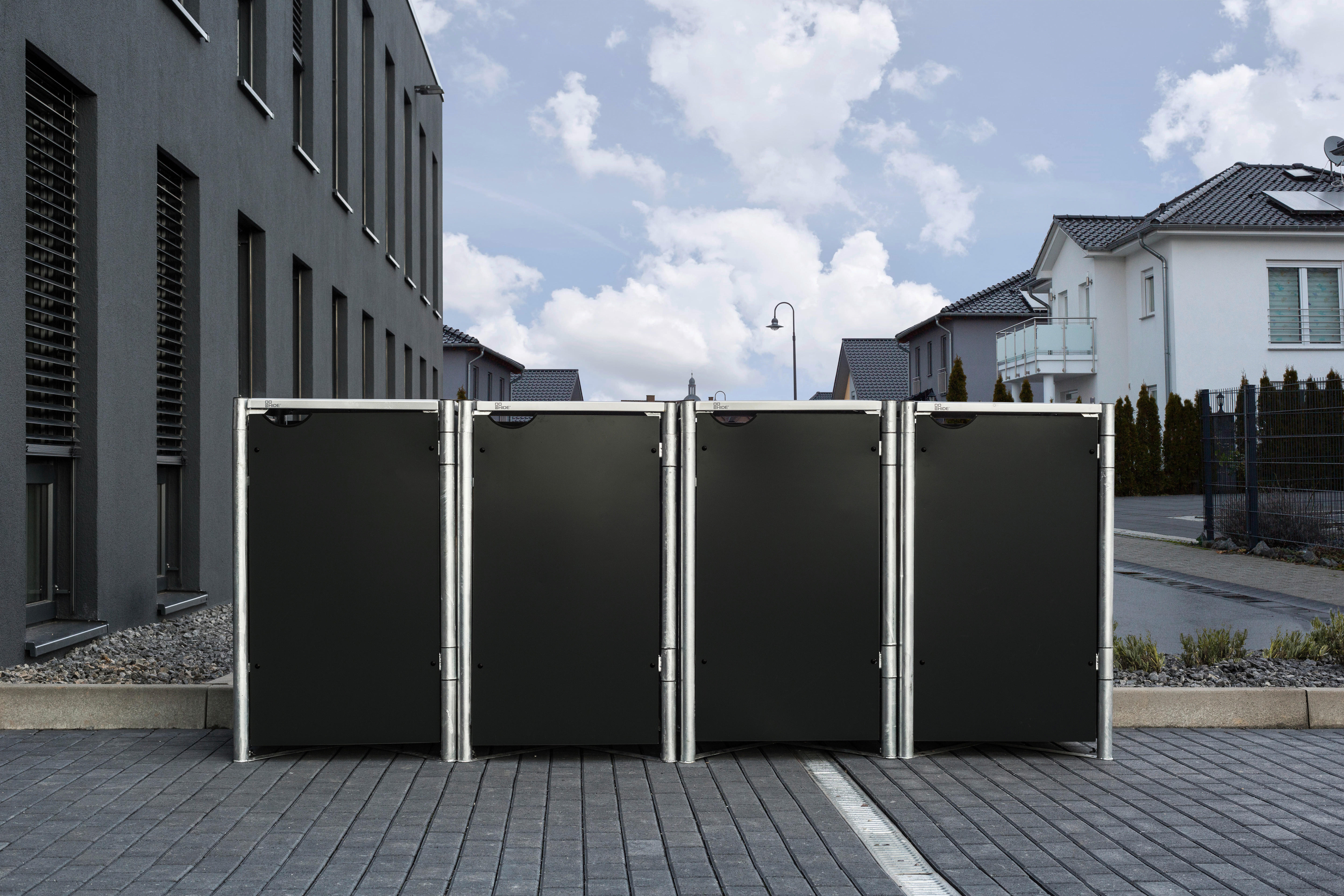 Hide Mülltonnenbox 4x 240 Liter schwarz B/H/T: ca. 279x115x81 cm 4x 240 Liter - schwarz (279,00/115,00/81,00cm) - Hide
