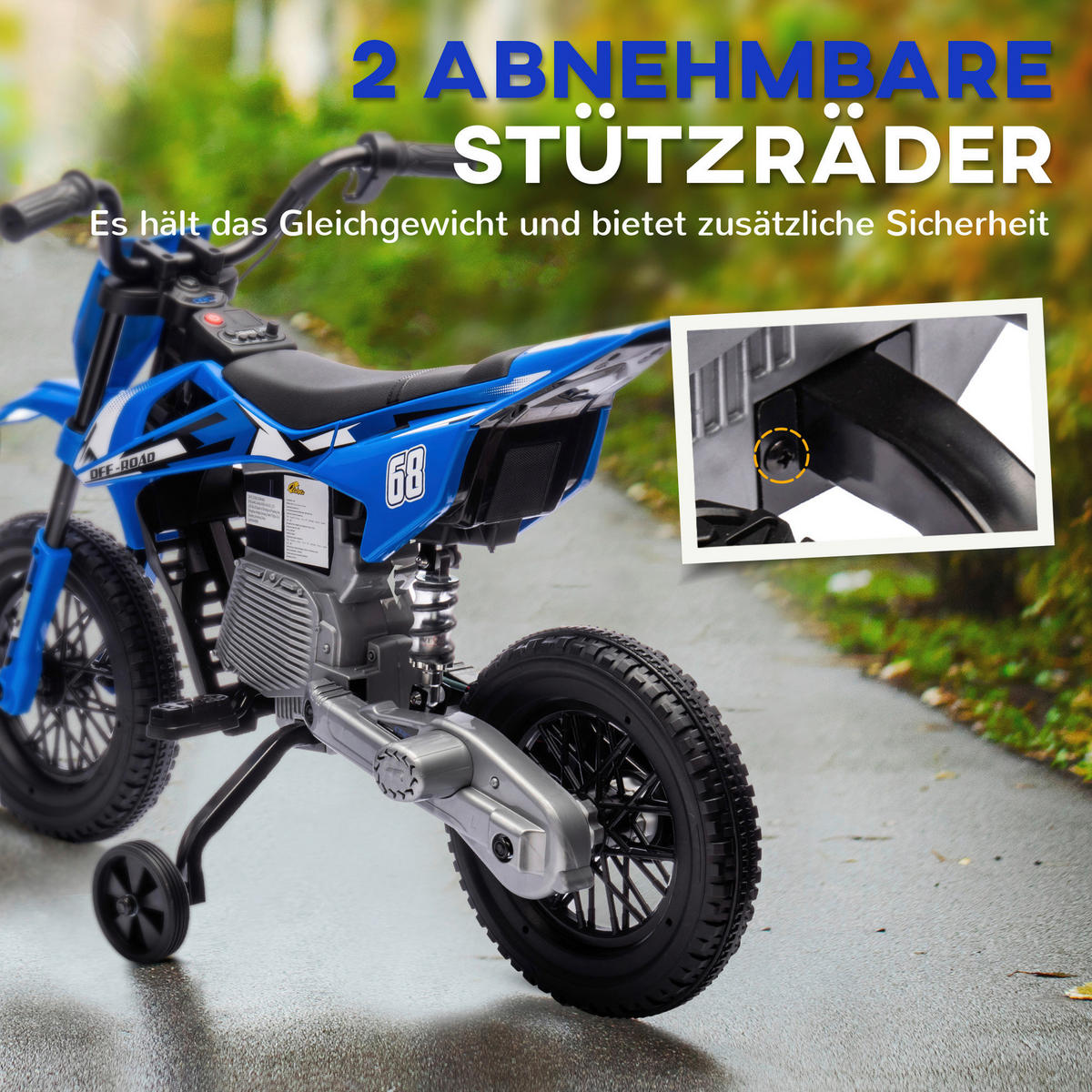 AIYAPLAY Kinder-Elektromotorrad blau B/H/L: ca. 56x70x107 cm Kinder-Elektromotorrad - blau (107,00/56,00/70,00cm) - AIYAPLAY