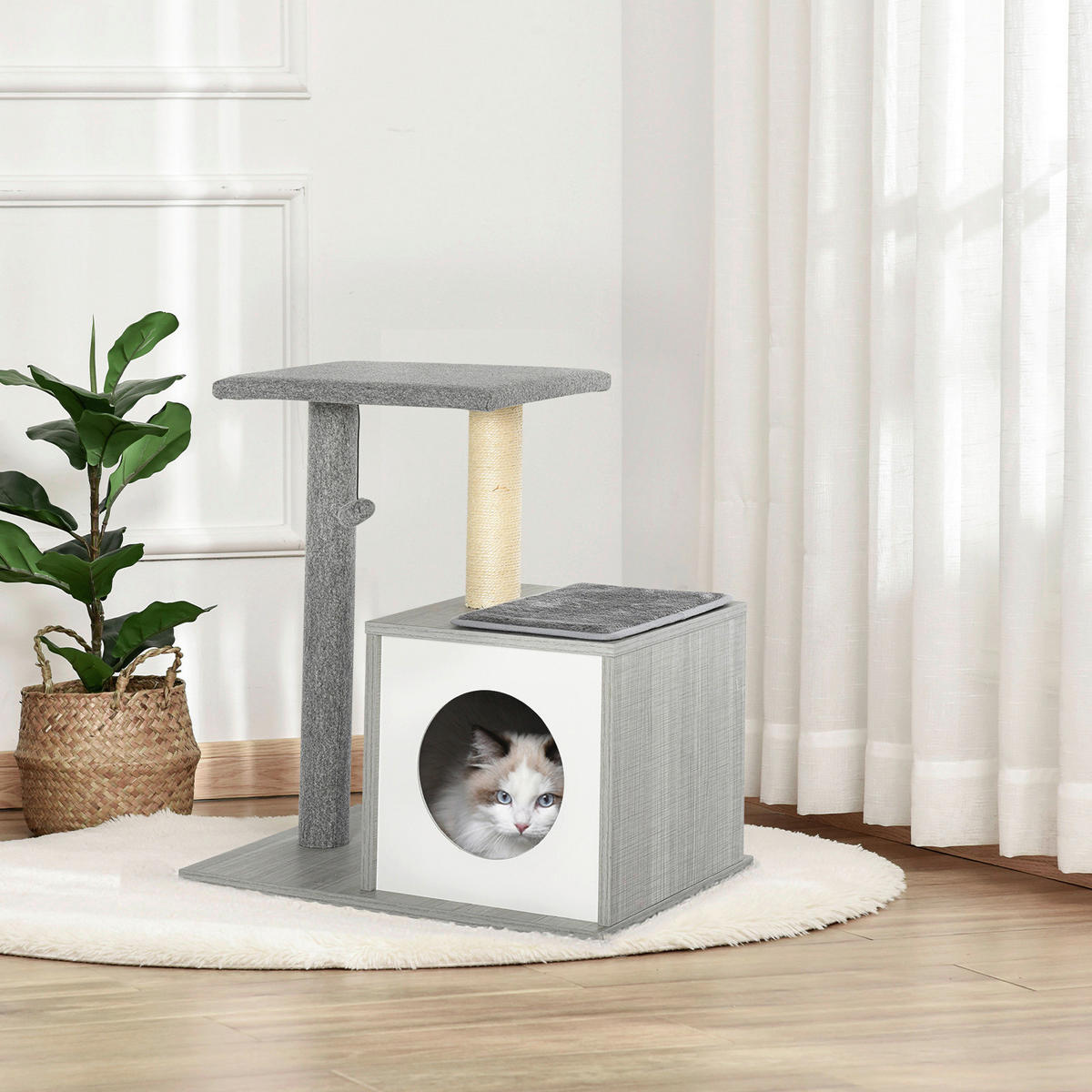 PawHut Kratzbaum grau Polyester B/H/L: ca. 59x62x39 cm Kratzbaum - grau (39,00/59,00/62,00cm) - PawHut