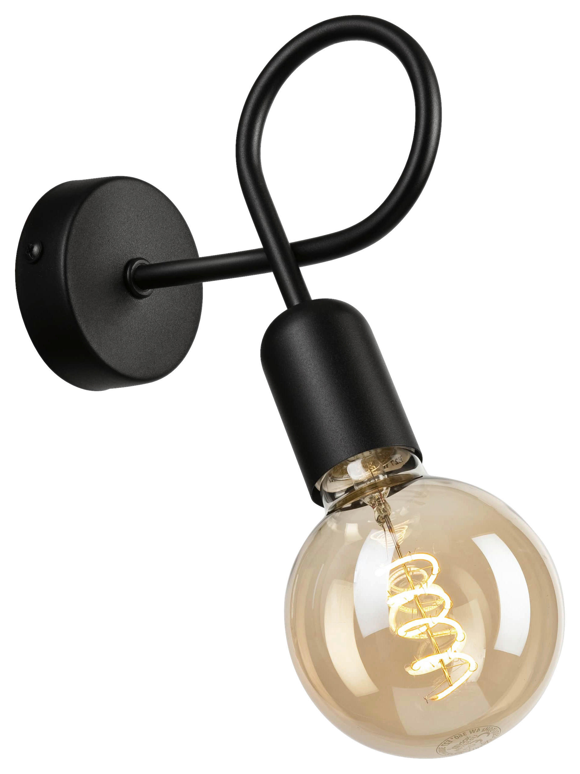 Lamkur Wandleuchte schwarz Stahl B/H/L: ca. 8x18x16 cm E27 1 Brennstellen Lizzy - schwarz (16,00/8,00/18,00cm) - Lamkur