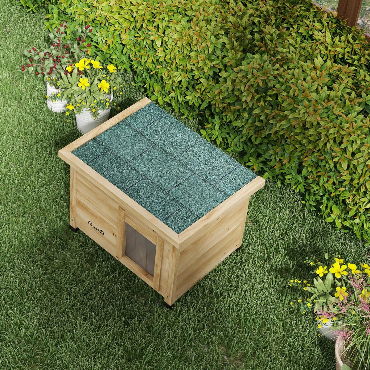 PawHut Katzenhaus gelb Holz B/H/L: ca. 45x43x57 cm Katzenhaus - gelb (57,00/45,00/43,00cm) - PawHut