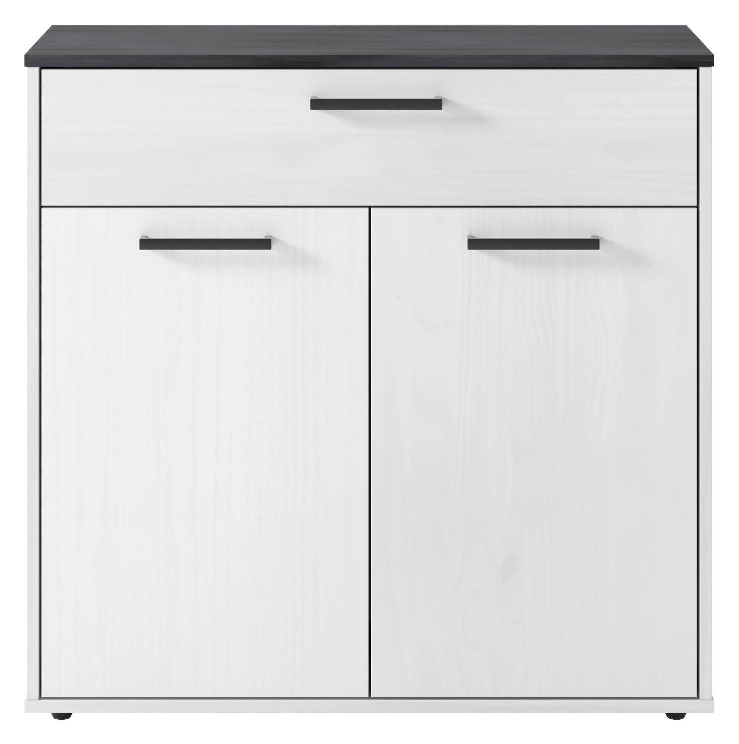 Kommode Smart 1 Massivholz kiefer weiß schwarz B/H/T: ca. 91x89x40 cm Smart 1 Massivholz - kiefer/weiß (91,00/89,00/40,00cm)