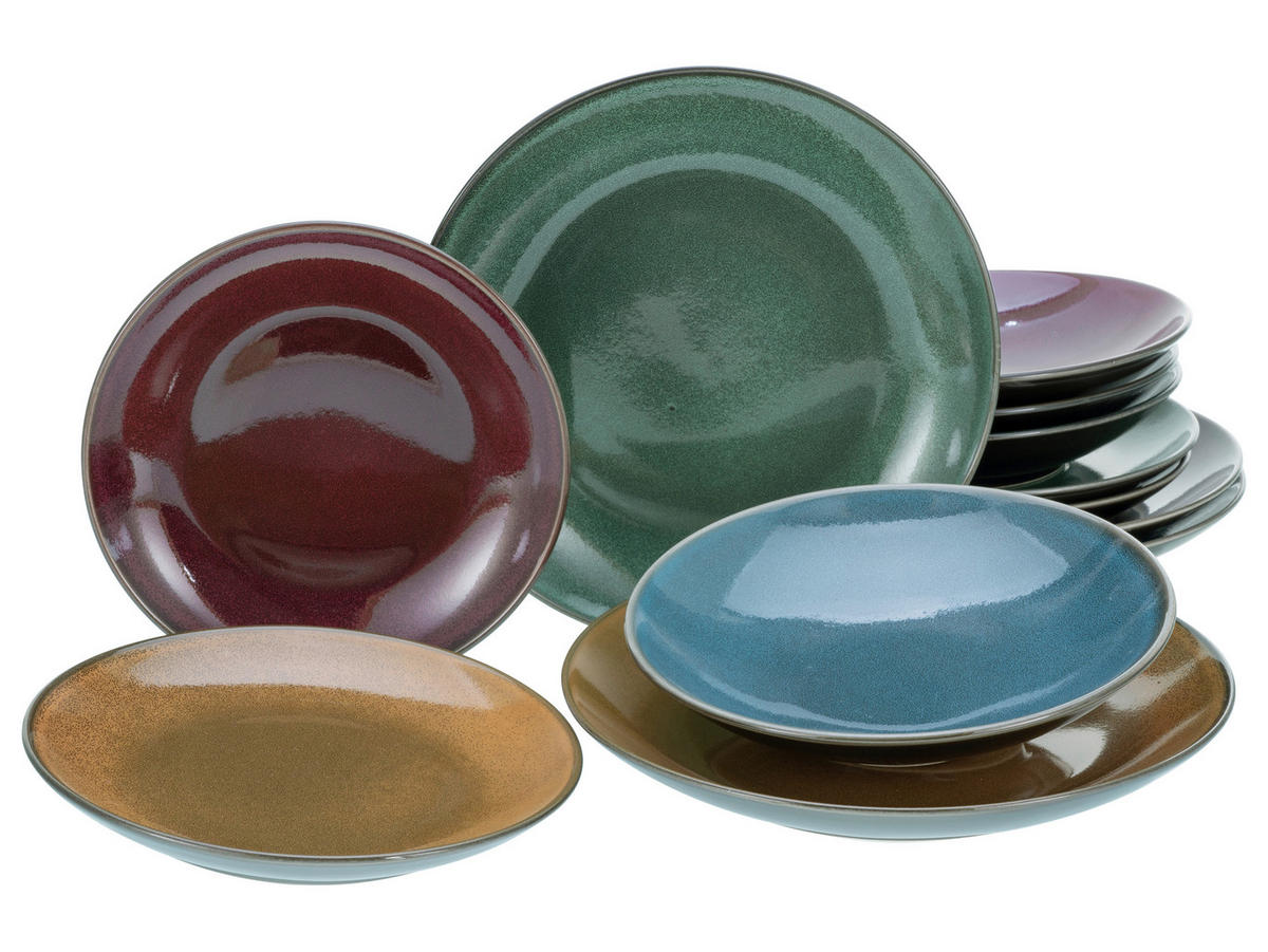 CreaTable Tafelservice Marrakesch multicolor Steinzeug 12 tlg. Marrakesch - multicolor - CreaTable