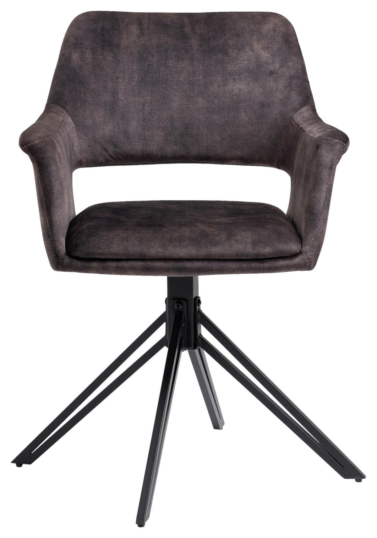 Stuhl ESTELLE  2er-Set anthrazit Vintage schwarz Stoff Metall ESTELLE  2er-Set - schwarz/anthrazit - byLIVING